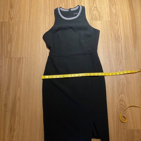 Banana Republic Black Dress Size 4 Petite White Stripe Neck Detail - Picture 13 of 16